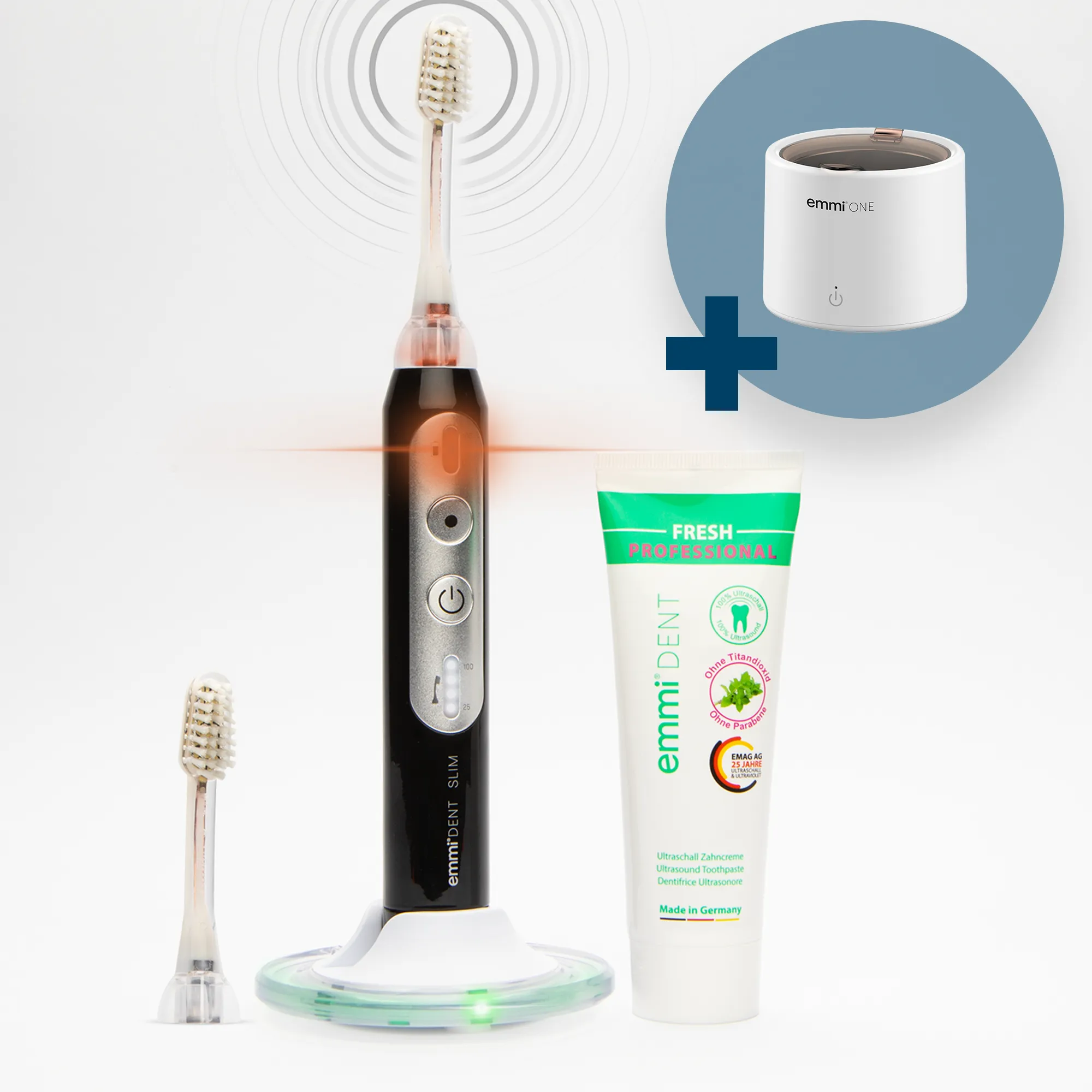 Spazzolino ultrasonico Slim + pulitore ultrasonico Emmi-One GRATIS